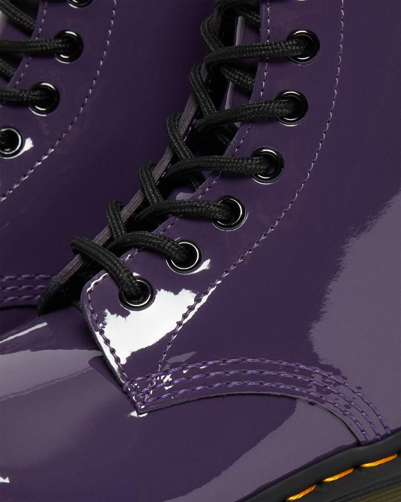 Purple Women's Dr Martens 1460 Patent Leather Lace Up Boots | CA 196NWY